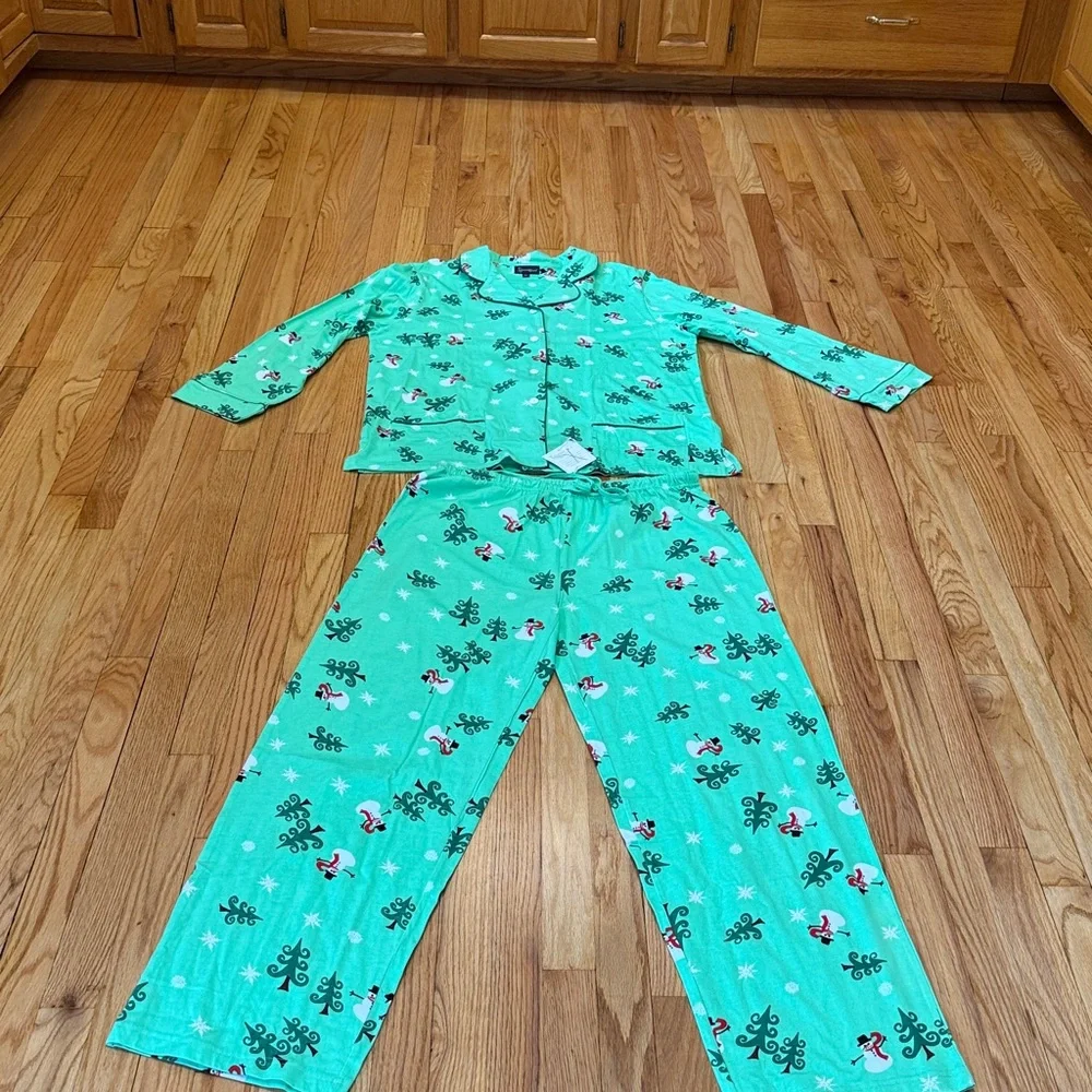 Pajamagram Womens Christmas Pajamas Set Green Holiday Large NWT - Picture 2 of 13